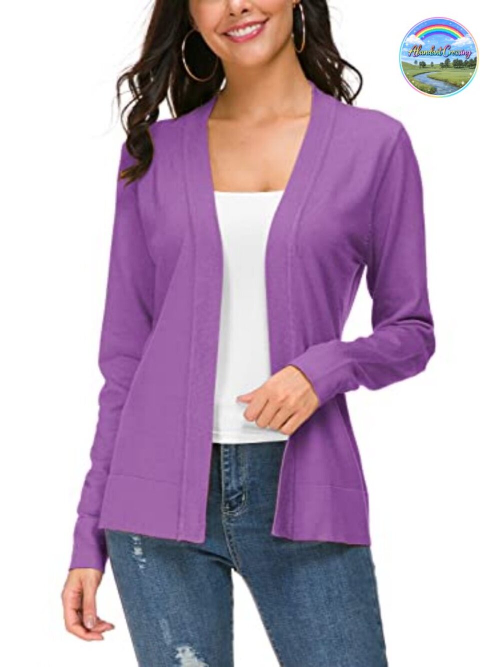 Long Sleeve Open Front Knit Cardigan Sweater Lightweight Shawl Collar